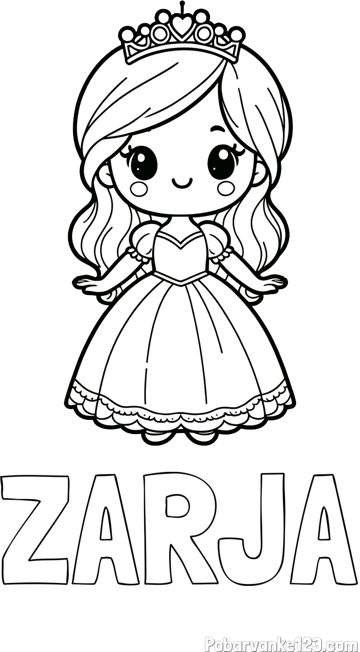 Pobarvanka imena ZARJA in pobarvanka ljubke princeske
