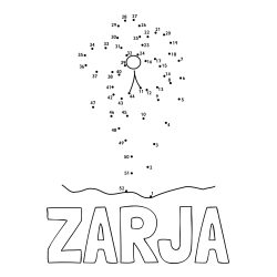Online izdelana pobarvanka - Pobarvanka imena ZARJA in pobarvanka rože - poveži številke