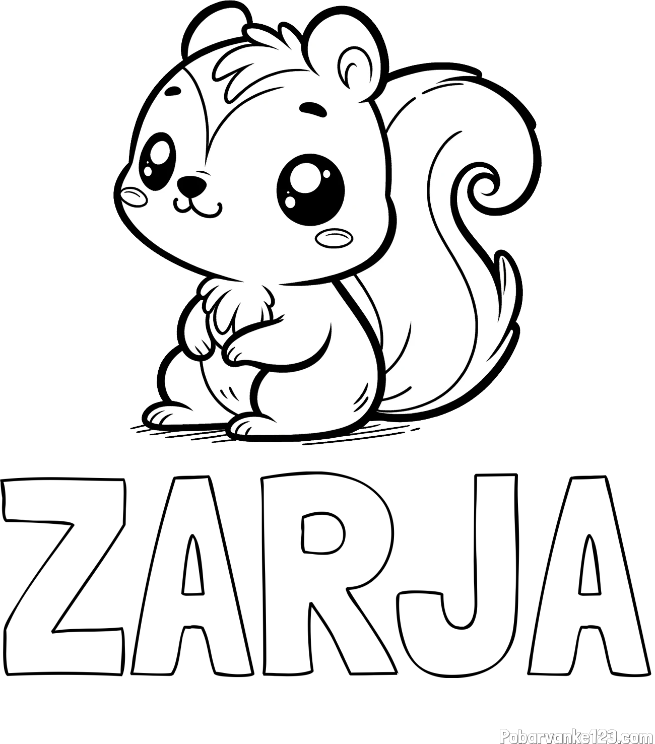 Pobarvanka imena ZARJA in pobarvanka veverice
