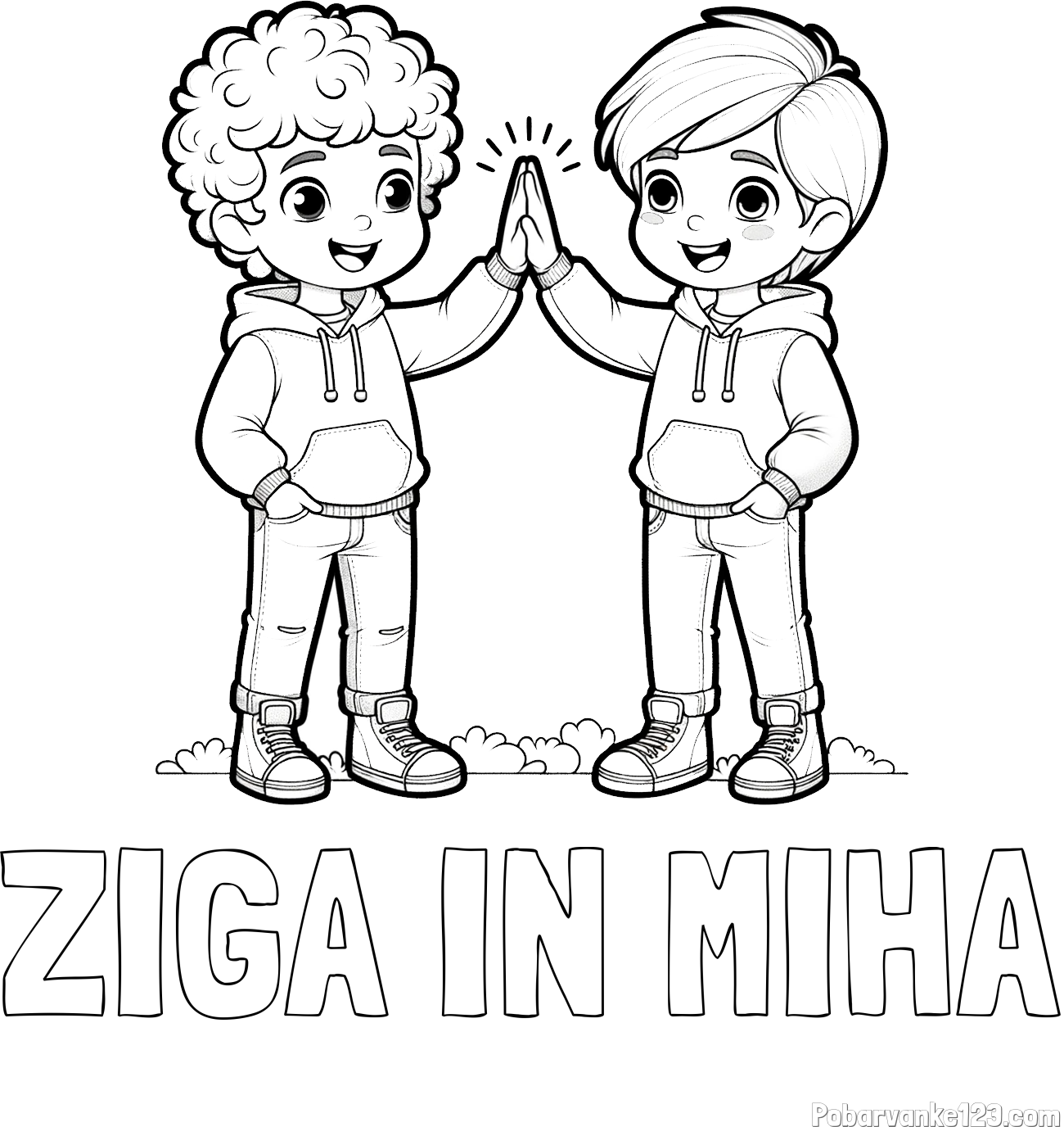 Pobarvanka imena ŽIGA IN MIHA in pobarvanka prijatlejev