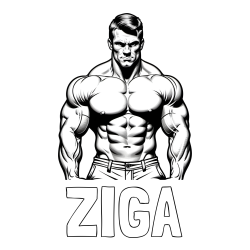 Online izdelana pobarvanka - Pobarvanka imena ŽIGA in pobarvanka bodybuilder-ja