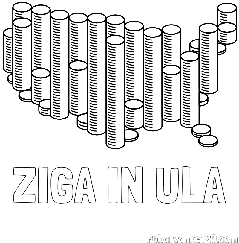 Pobarvanka imena ŽIGA IN ULA in pobarvanka kovancev