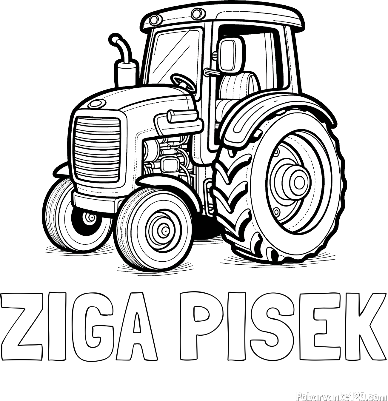 Pobarvanka imena ŽIGA PIŠEK in pobarvanka starega, a lepega traktorja
