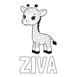 Online izdelana pobarvanka - Pobarvanka imena ŽIVA in pobarvanka simpatične žirafe