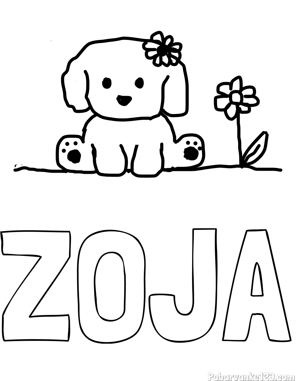Pobarvanka imena ZOJA in KUŽIKA