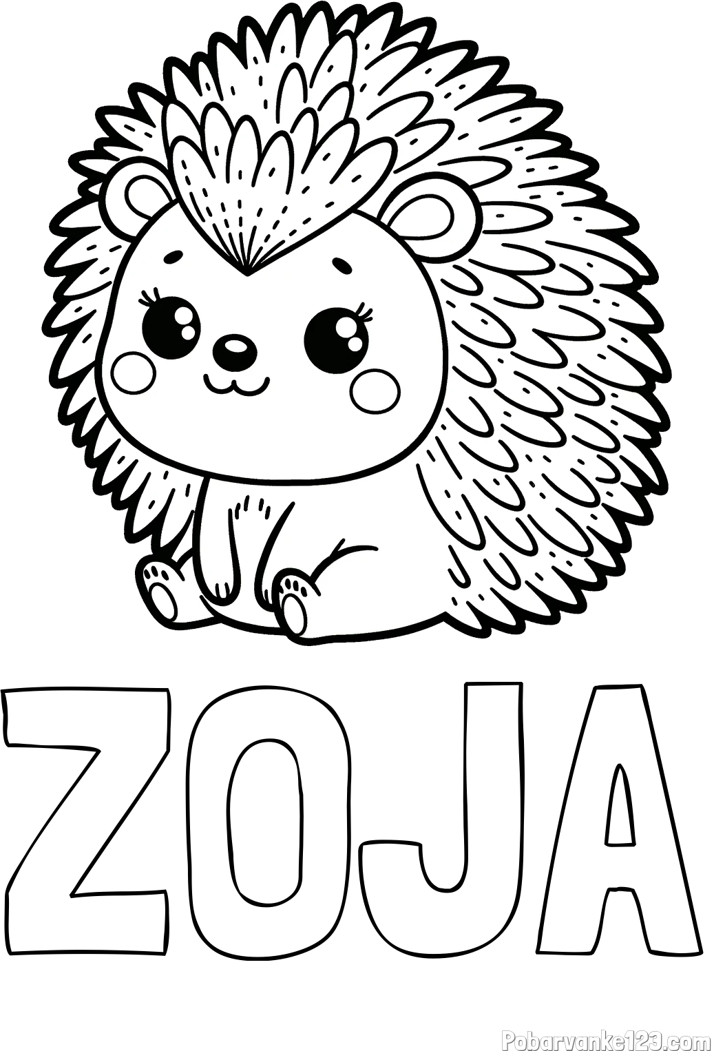 Pobarvanka imena ZOJA in pobarvanka nasmejanega ježka