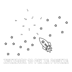 Online izdelana pobarvanka - Pobarvanka imena ZVEZDICE 10 PIK ZA POVEZA in pobarvanka poveži številke - vesoljska tematika