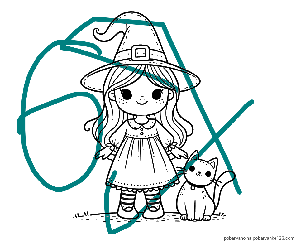 POBARVANA POBARVANKA - Čudovita pobarvanka ljubke čarovnice in nasmejane mačke