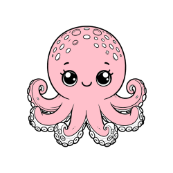 Pobarvana pobarvanka - Otroška pobarvanka ljubke hobotnice