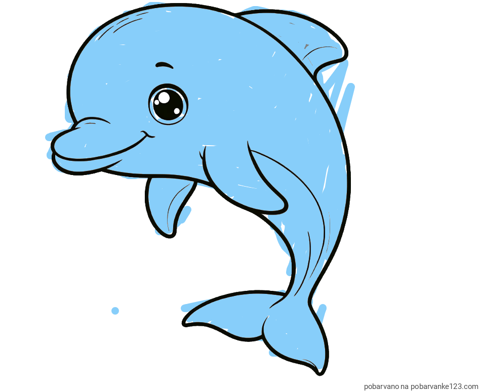 POBARVANA POBARVANKA - Otroška pobarvanka ljubkega delfina