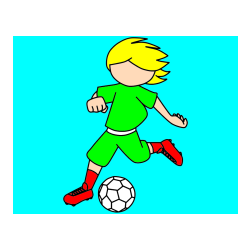 Pobarvana pobarvanka - Otroška pobarvanka preprosto ilustriranega nogometaša