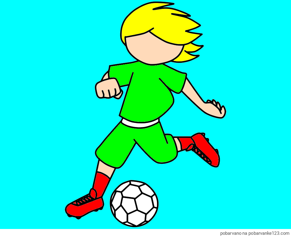 POBARVANA POBARVANKA - Otroška pobarvanka preprosto ilustriranega nogometaša