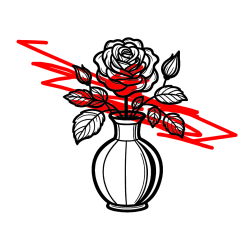 Pobarvana pobarvanka - Pobarvanka čudovite vrtnice v vazi