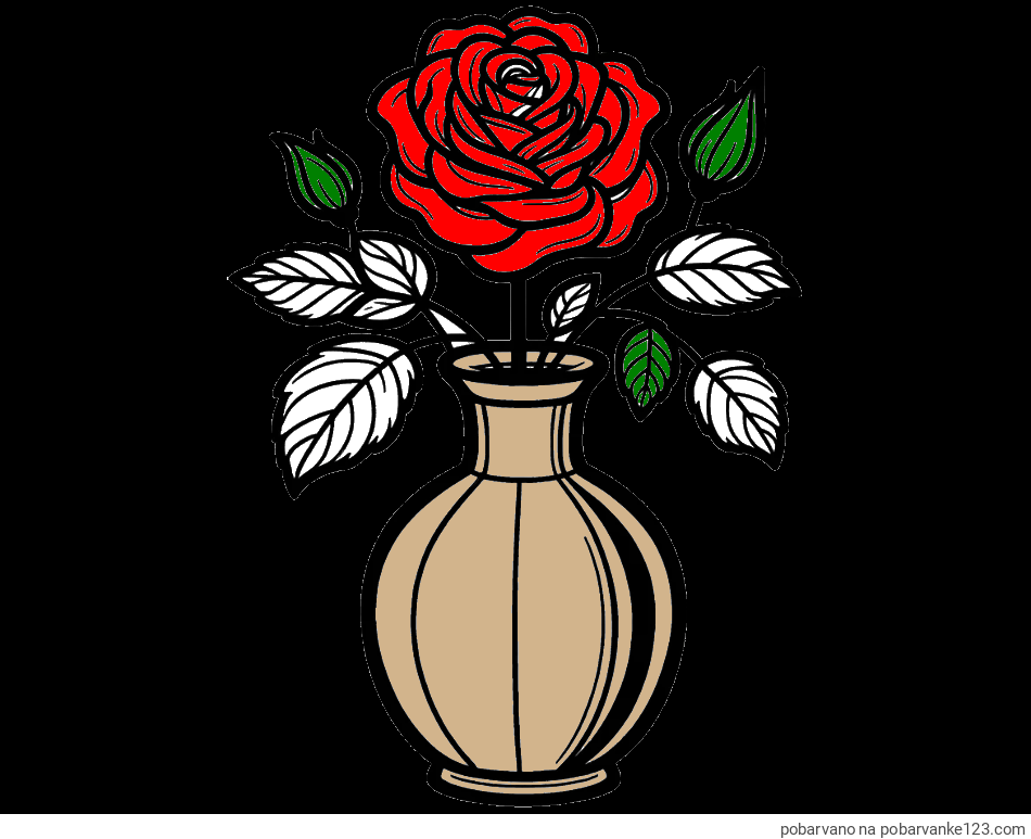 POBARVANA POBARVANKA - Pobarvanka čudovite vrtnice v vazi