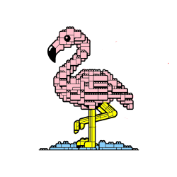 Pobarvana pobarvanka - Pobarvanka flaminga sestavljenega iz LEGO kock