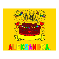 POBARVANA POBARVANKA - Pobarvanka imena ALEKSANDRA. in pobarvanka velike torte za rojstni dan