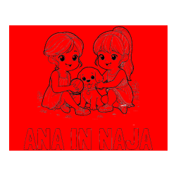 POBARVANA POBARVANKA - Pobarvanka imena ANA IN NAJA in pobarvanka prijateljic s kužkom