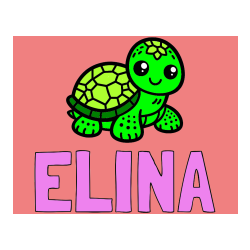 Pobarvana pobarvanka - Pobarvanka imena ELINA in otroška pobarvanka želve