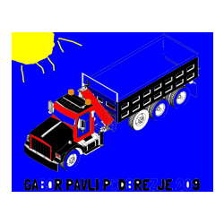 POBARVANA POBARVANKA - Pobarvanka imena GABOR PAVLI PODBREZJE 209 in pobarvanka velikega tovornjaka z dvigalko za nakladanje