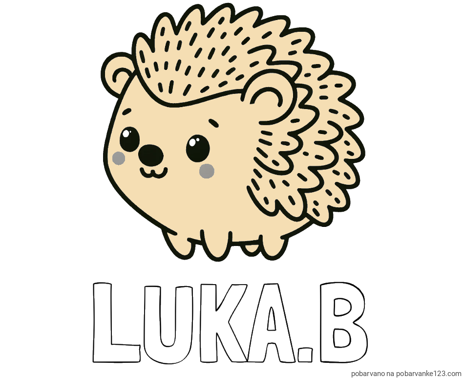 POBARVANA POBARVANKA - Pobarvanka imena LUKA.B in pobarvanka ljubkega ježka