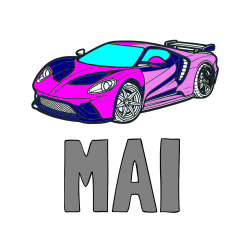 Pobarvana pobarvanka - Pobarvanka imena MAI in Športni avtomobil
