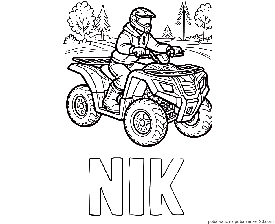 POBARVANA POBARVANKA - Pobarvanka imena NIK in pobarvanka motorista na štirikolesniku