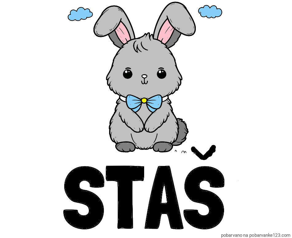 POBARVANA POBARVANKA - Pobarvanka imena STAŠ in pobarvanka prikupnega zajčka
