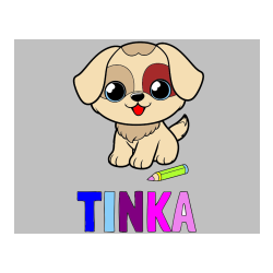 POBARVANA POBARVANKA - Pobarvanka imena TINKA in pobarvanka prikupnega kužka