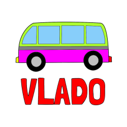 POBARVANA POBARVANKA - Pobarvanka imena VLADO in avtobus