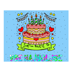 POBARVANA POBARVANKA - Pobarvanka imena VSE NAJBOLJŠE in pobarvanka velike torte za rojstni dan