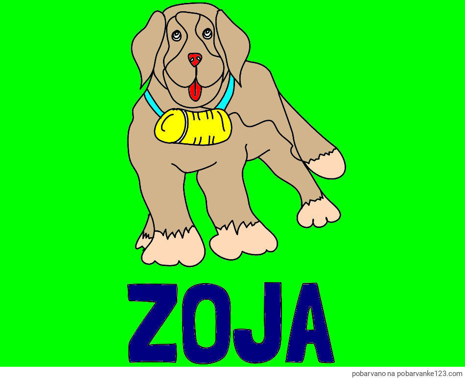 POBARVANA POBARVANKA - Pobarvanka imena ZOJA in pobarvanka velikega psa
