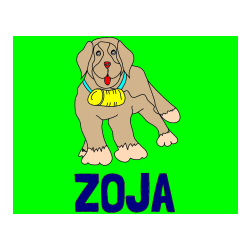Pobarvana pobarvanka - Pobarvanka imena ZOJA in pobarvanka velikega psa