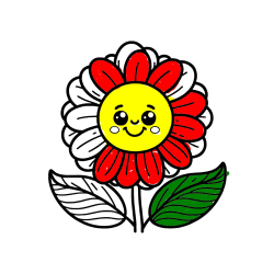 Pobarvana pobarvanka - Pobarvanka ljubke in nasmejane rože