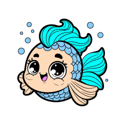 POBARVANA POBARVANKA - Pobarvanka ljubke pravljične ribe