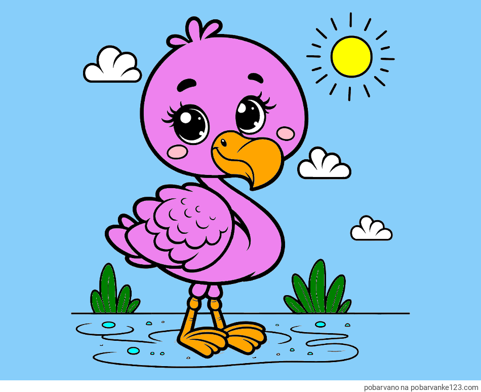 POBARVANA POBARVANKA - Pobarvanka ljubkega flaminga