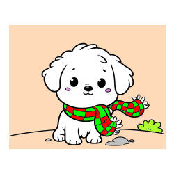 Pobarvana pobarvanka - Pobarvanka prikupnega psička