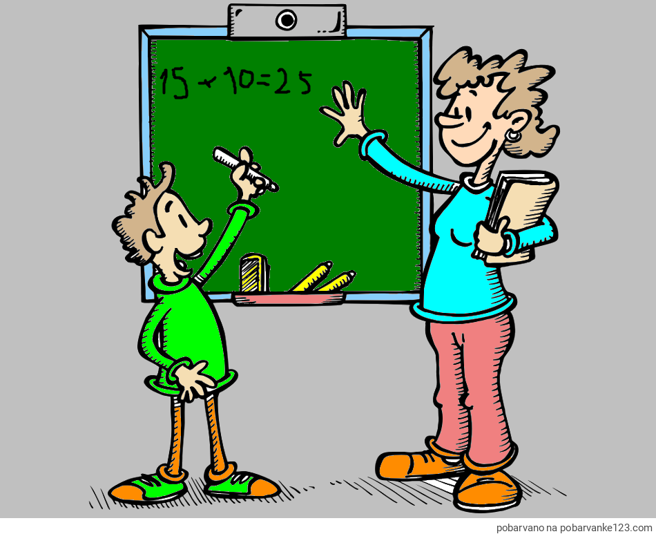 POBARVANA POBARVANKA - Pobarvanka učiteljice in učenca pred tablo