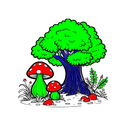 POBARVANA POBARVANKA - Pobarvanka velike gobe ob drevesu