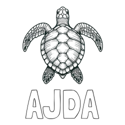 Online izdelana pobarvanka - Pobarvanka imena AJDA in enostavna pobarvanka želve