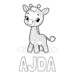 Online izdelana pobarvanka - Pobarvanka imena AJDA in pobarvanka žirafe