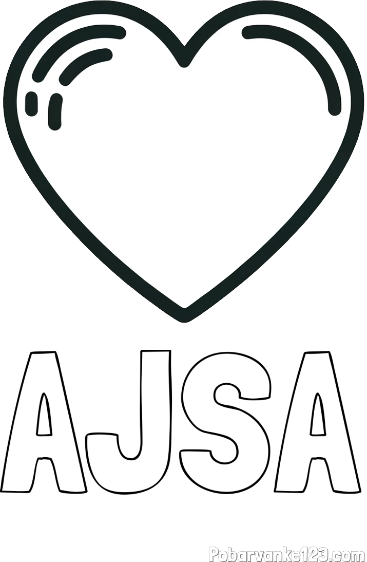 Pobarvanka imena AJŠA in pobarvanka lepega srčka