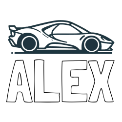 Online izdelana pobarvanka - Pobarvanka imena ALEX in otroška pobarvanka dirkalnega avtomobila
