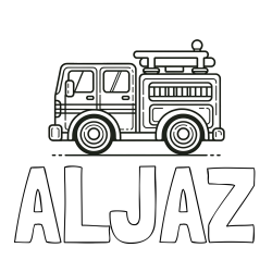 Online izdelana pobarvanka - Pobarvanka imena ALJAŽ in lepa pobarvnak gasilskega avta