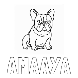 Online izdelana pobarvanka - Pobarvanka imena AMAAYA in pobarvanka francoskega buldoga