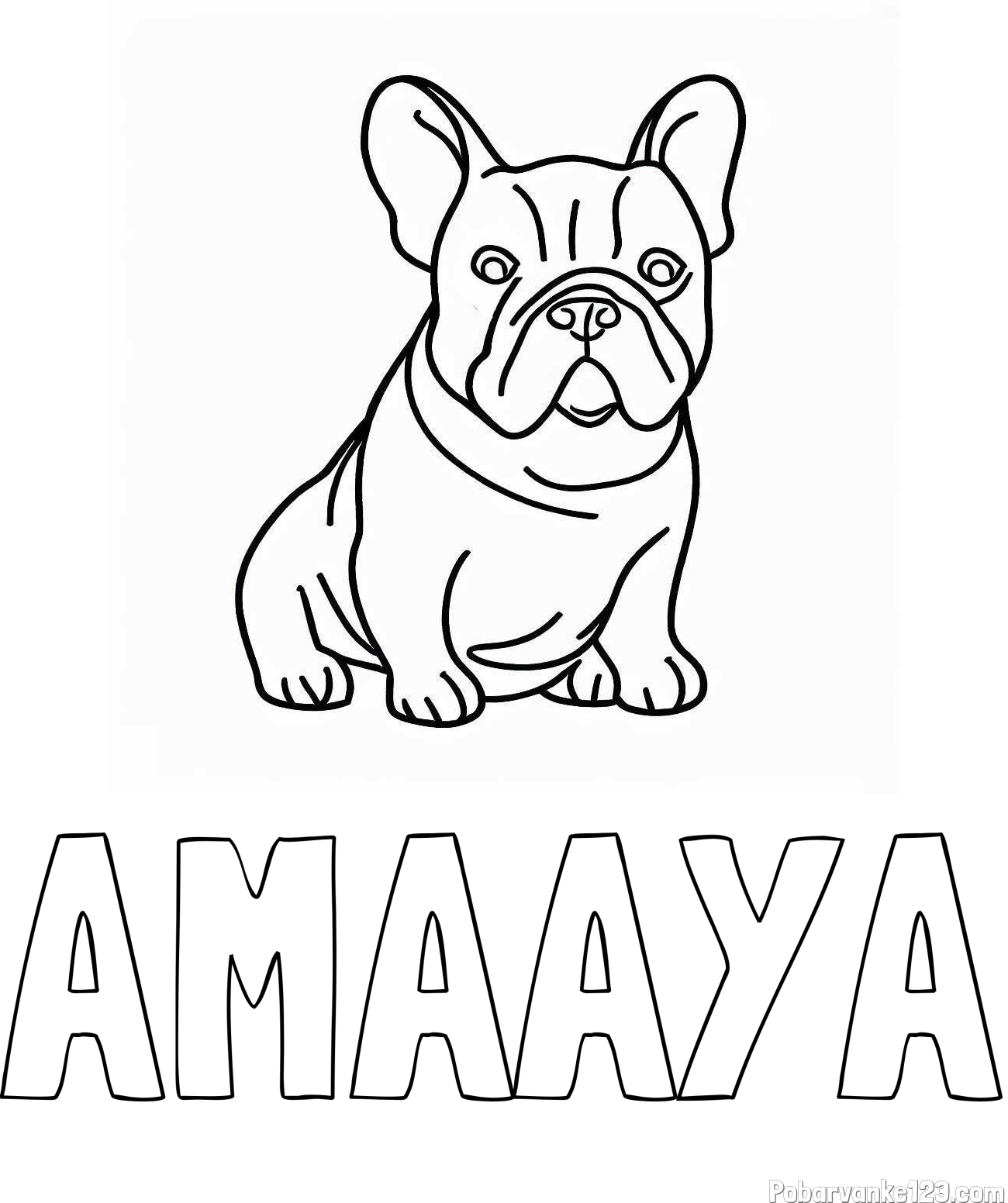 Pobarvanka imena AMAAYA in pobarvanka francoskega buldoga