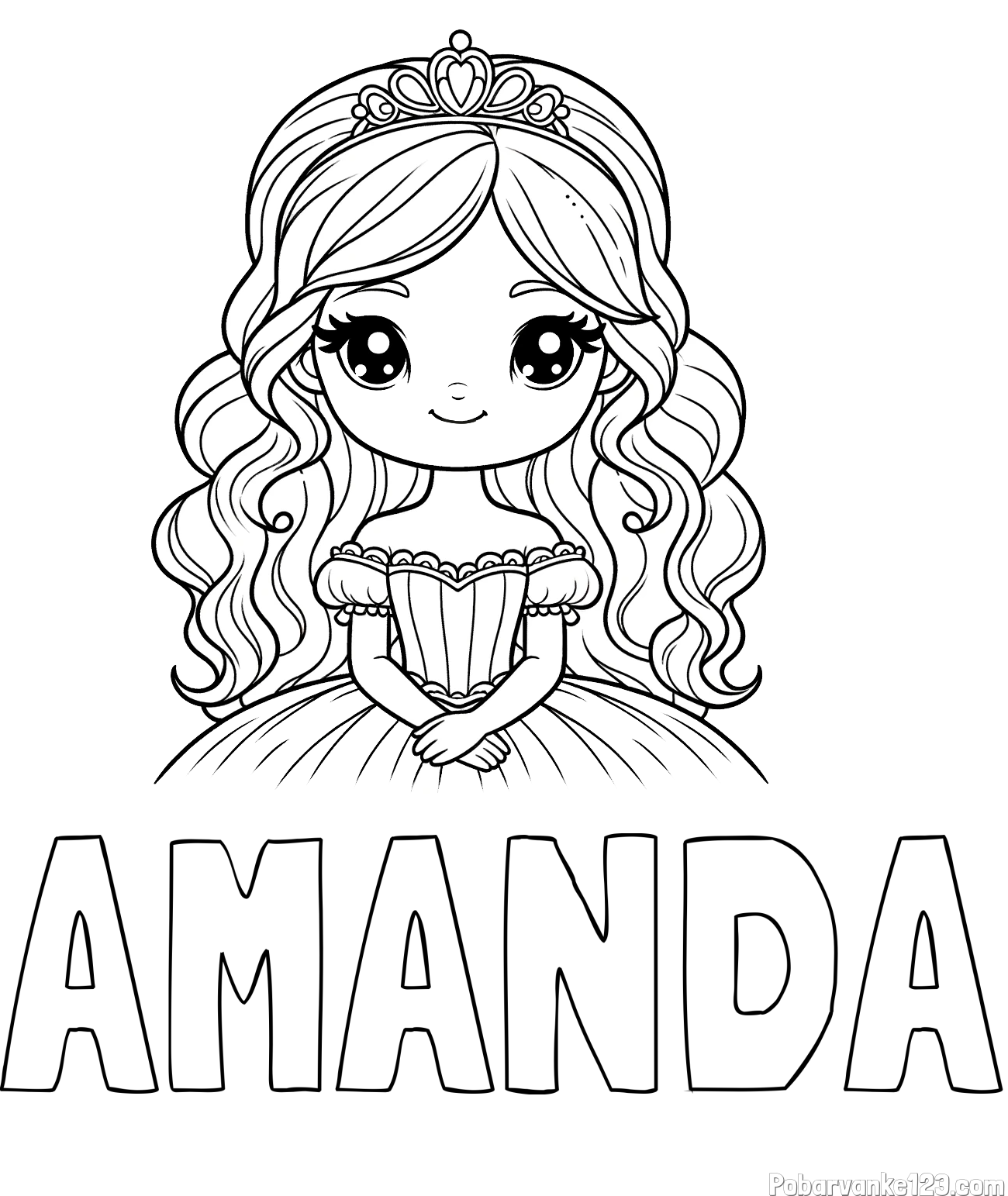 Pobarvanka imena AMANDA in pobarvanka ljubke princese