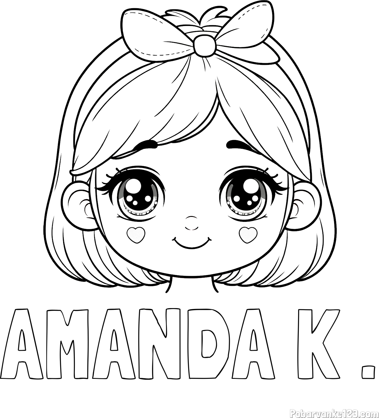 Pobarvanka imena AMANDA K . in pobarvanka obraza ljubke punčke