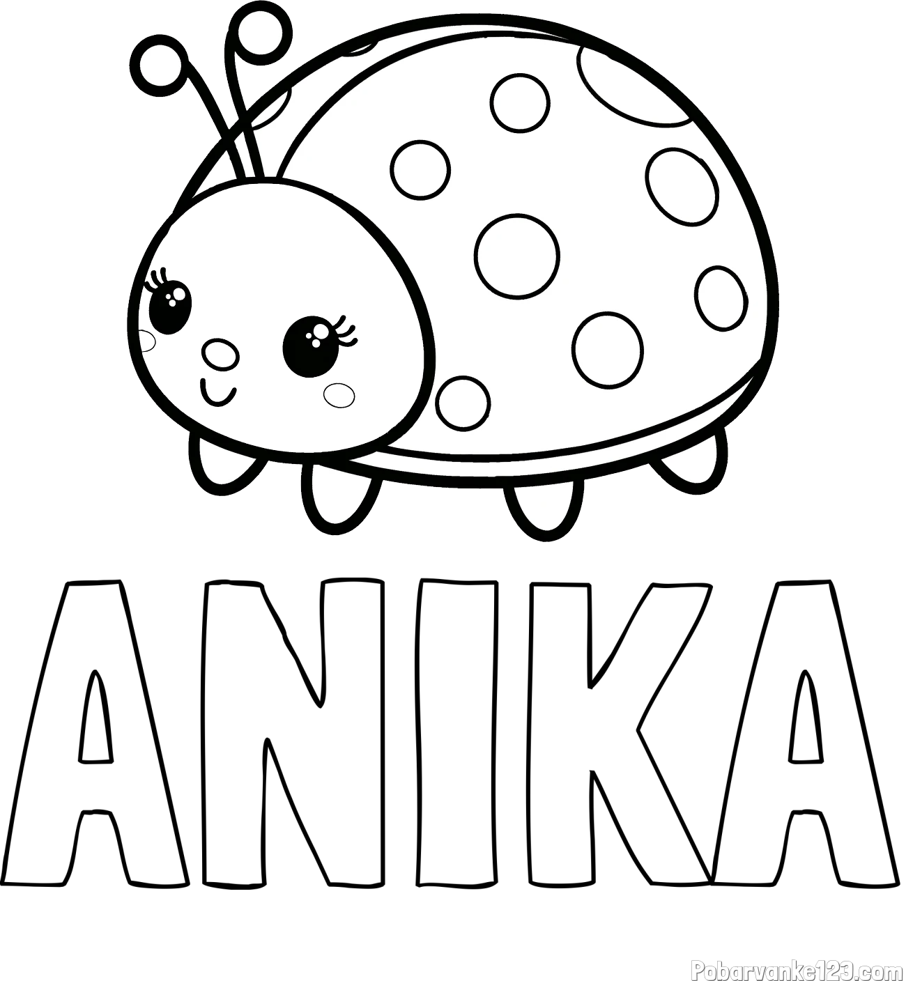 Pobarvanka imena ANIKA in pobarvanka ljubke pikapolonice