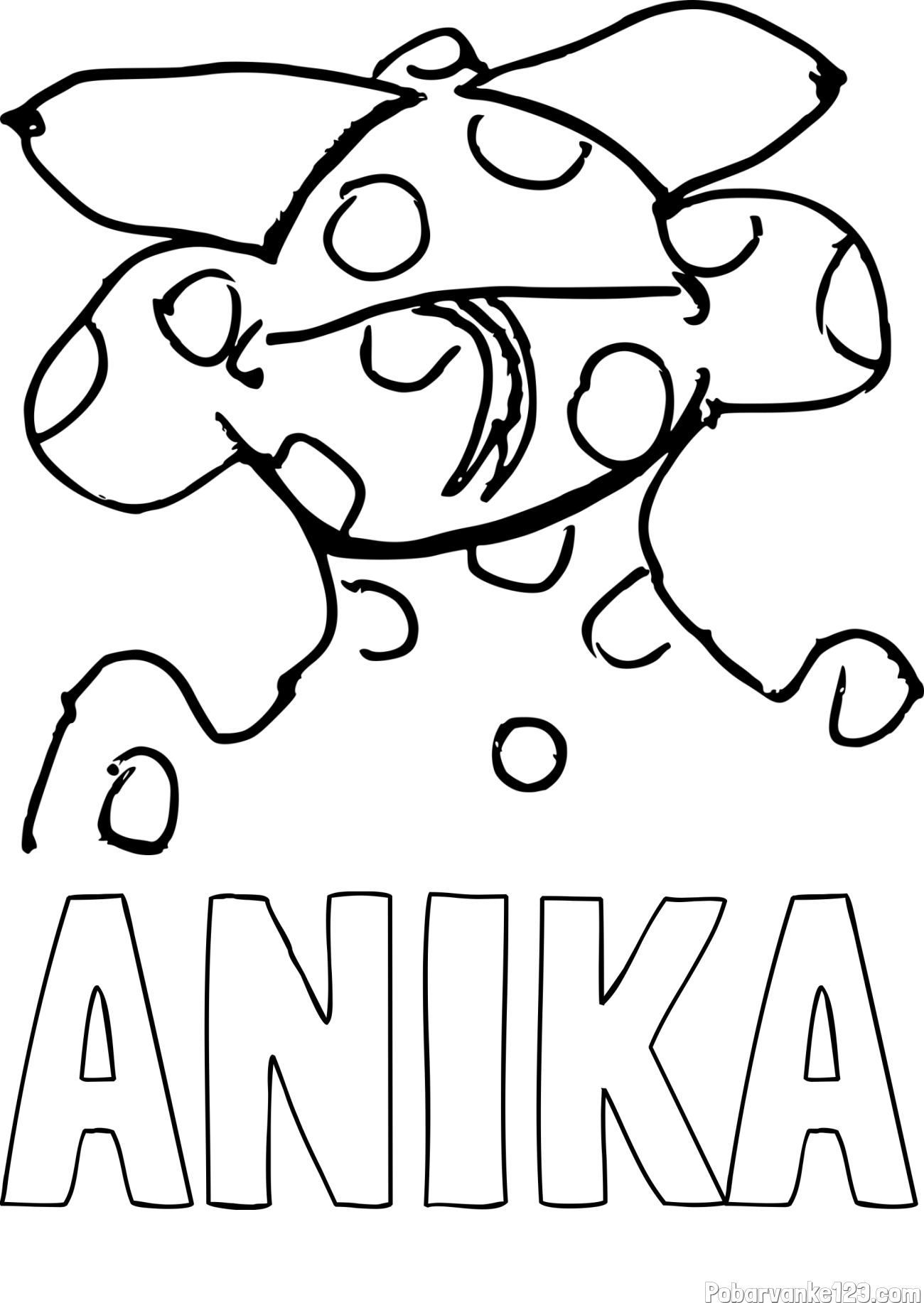 Pobarvanka imena ANIKA in pobarvanka nenavadne pošasti