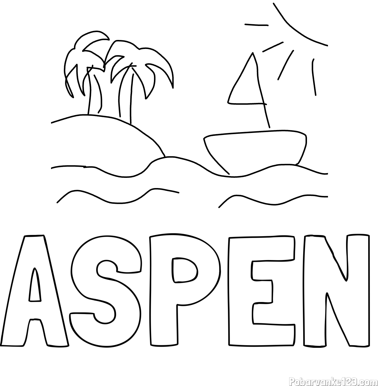 Pobarvanka imena ASPEN in plaža